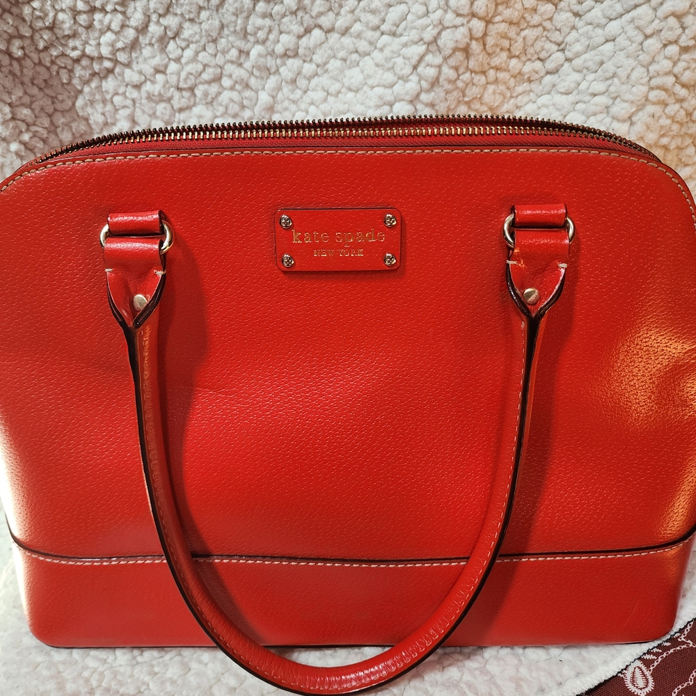 Great Preowned Kate Spade Rachelle Wellesley Red Leather Tote Bag